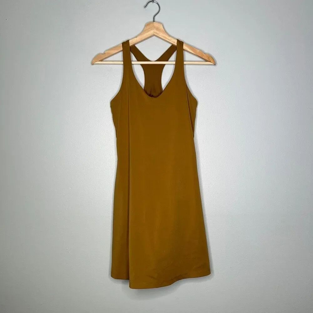 Girlfriend Collective Mustard Ochre Racerback Exercise Tennis Dress